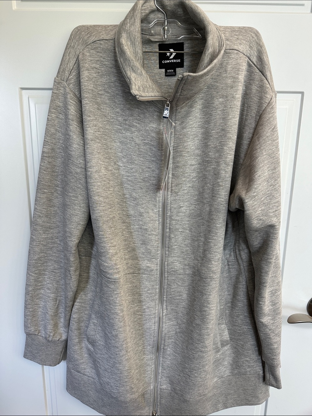 NWT Converse Heather Gray Zip-Up Sweatshirt Jacket Medium - Picture 4 of 7